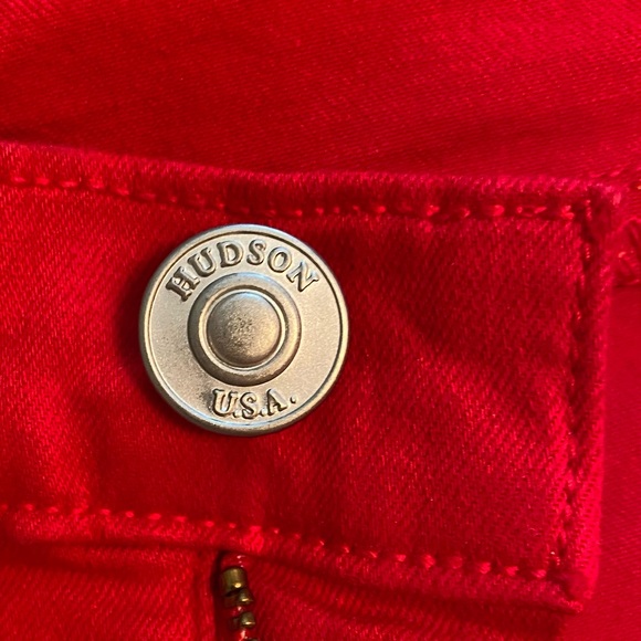 HUDSON Jeans Holiday Red Colette Midrise Skinny Size 27 Waist 28” Inseam 31.5”. - Picture 5 of 10